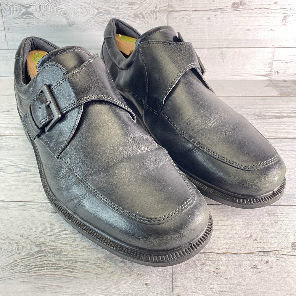 Ecco Shoes Mens 46 US 12‎ Black Leather Monk Strap Dress Loafer Oxford Buckle